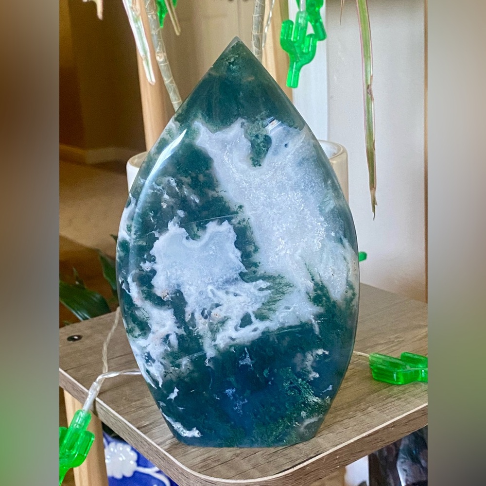 🌱 Stunningly Huge Moss Agate Polished Freeform, ~2lbs! 🌱